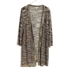 🟢Laura Ashley Brown Marbled Loose Knit Duster XL